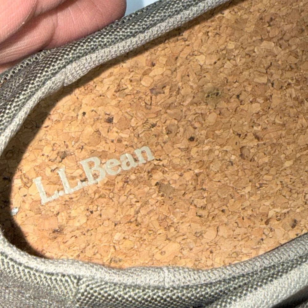 LL Bean‎ Mens Comfort Canvas Slip On Shoes Olive Green Loafers 515978 Size 10 M